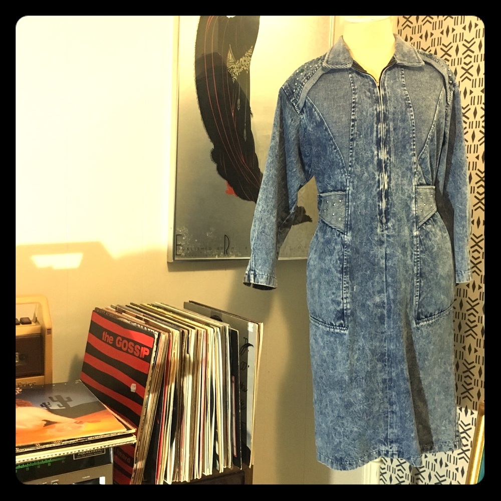 BEDAZZLED Collared Vintage Denim Dress